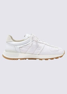 MAISON MARGIELA WHITE LATHER AND CANVAS SNEAKERS
