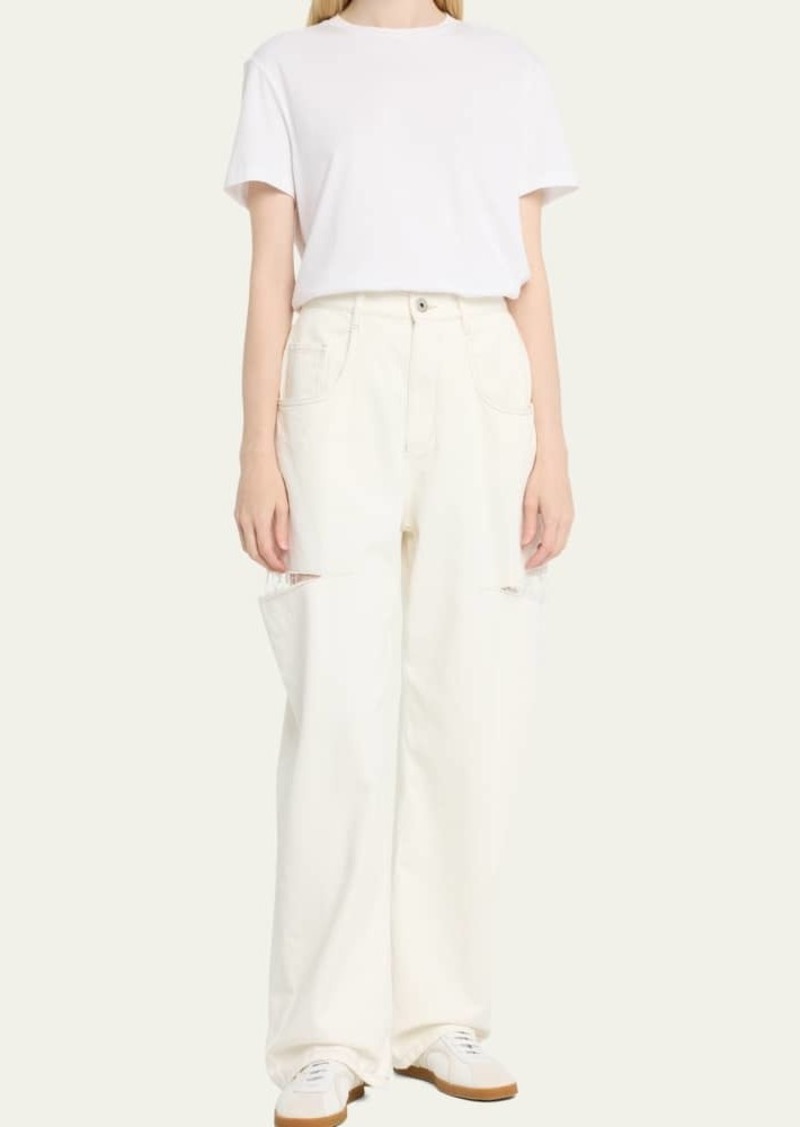 Maison Margiela Wide-Leg Denim Pants with Slash Details