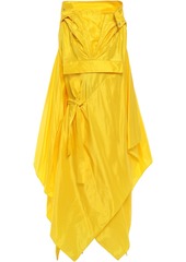 Maison Margiela Woman Asymmetric Draped Silk-taffeta Hooded Coat Yellow