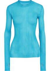 Maison Margiela Woman Metallic Ribbed-knit Sweater Turquoise