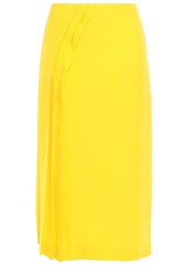Maison Margiela Woman Pintucked Neon Silk-crepe Midi Skirt Bright Yellow