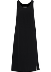 Maison Margiela Woman Pleated Two-tone Crepe Midi Dress Black