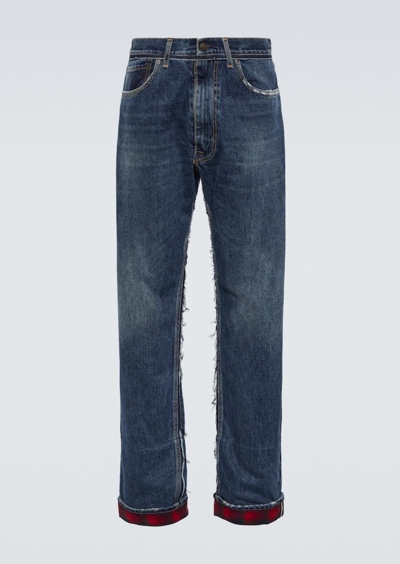 Maison Margiela x Pendleton distressed straight jeans