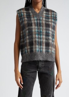 Maison Margiela x Pendleton Plaid Mohair & Wool Blend V-Neck Sweater Vest