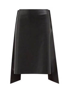 Mm6 Maison Margiela - Curved-hem Faux-leather Skirt - Womens - Black