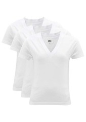 Mm6 Maison Margiela - Pack Of Three Cotton-jersey T-shirts - Womens - White