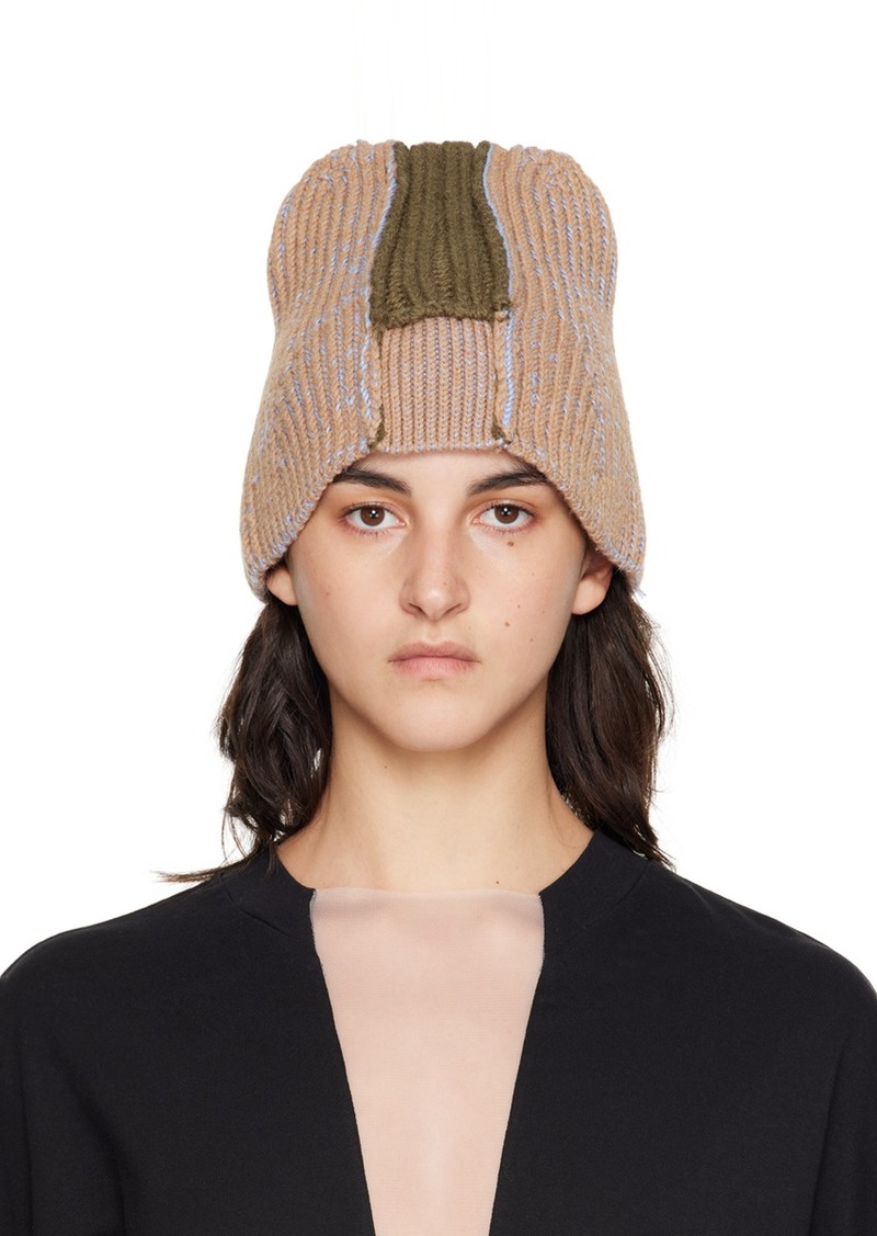 MM6 Maison Margiela Beige & Green Patchwork Beanie