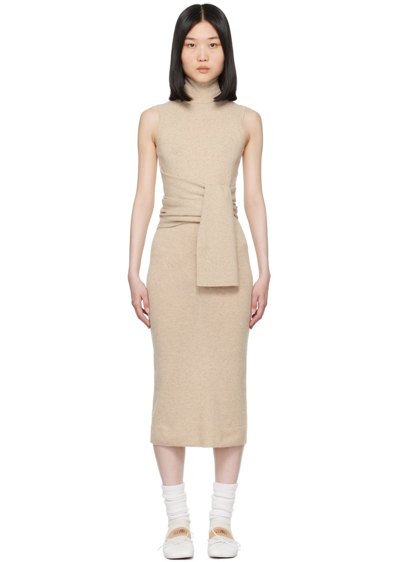 MM6 Maison Margiela Beige Belted Midi Dress