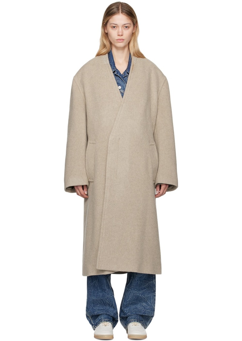 MM6 Maison Margiela Beige Belted Wool Coat