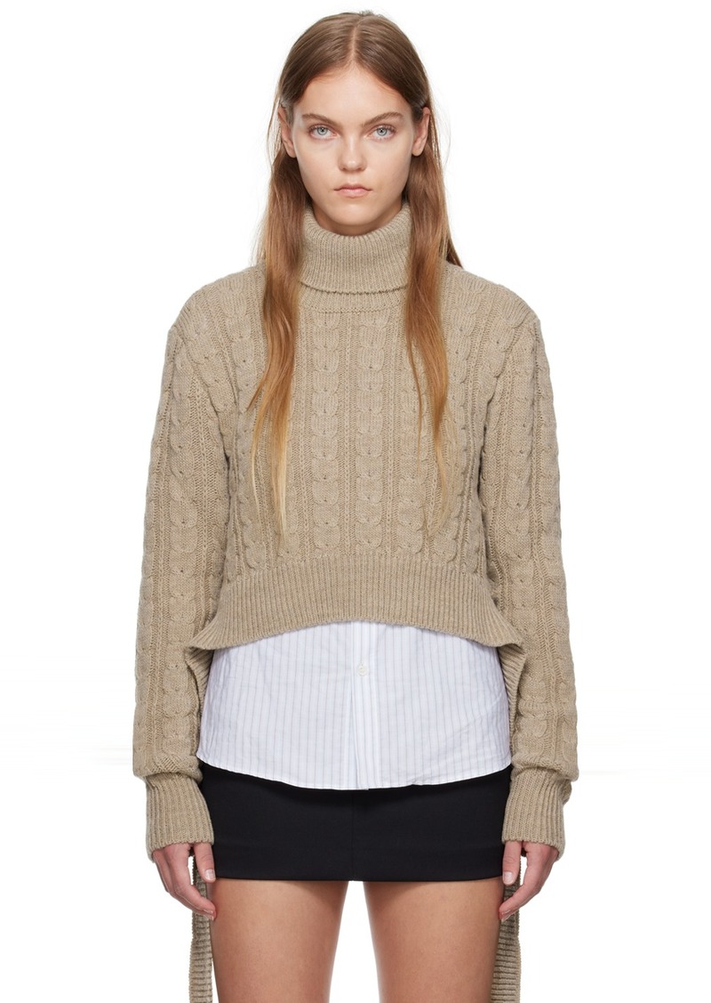 MM6 Maison Margiela Beige Cropped Turtleneck