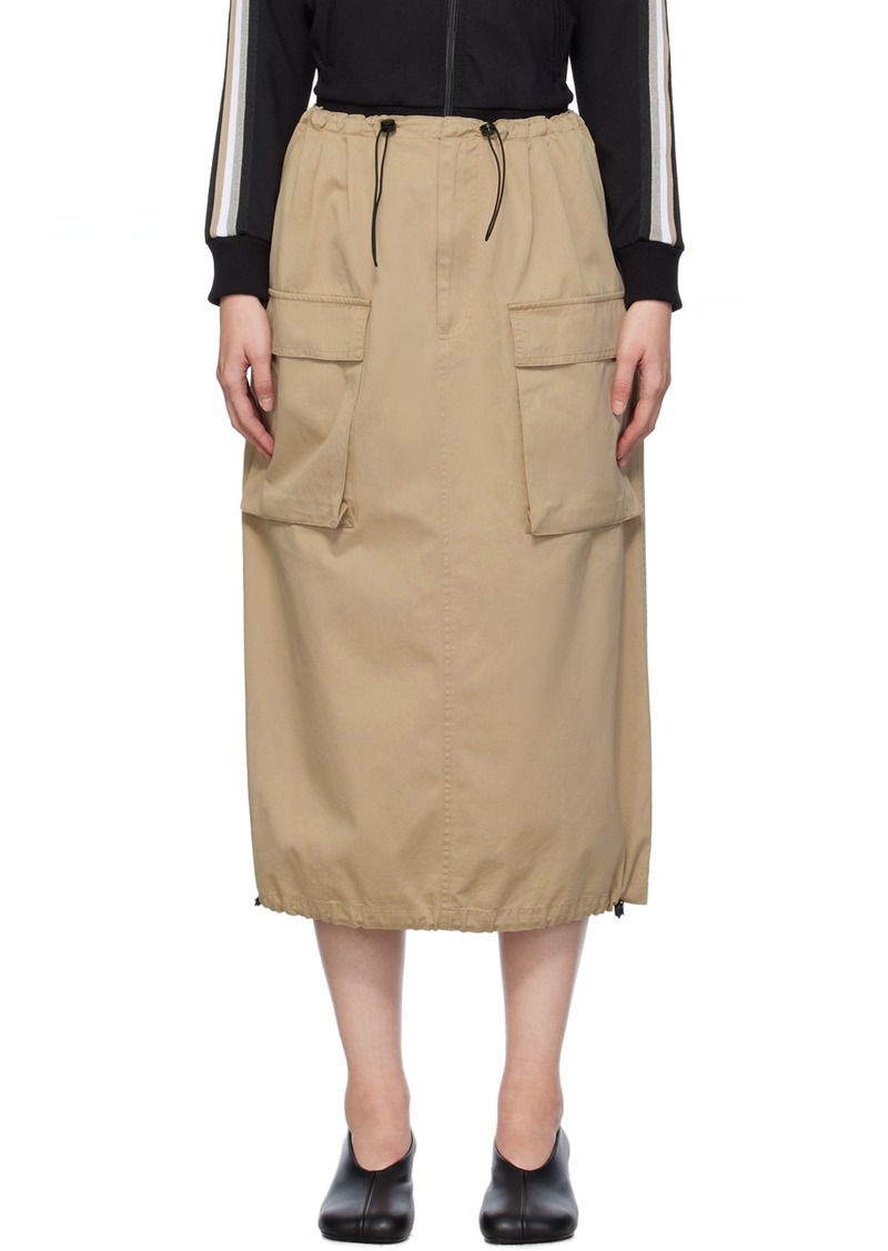 MM6 Maison Margiela Beige Drawstring Midi Skirt