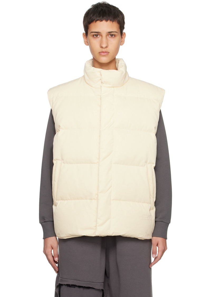 MM6 Maison Margiela Beige Embroidered Down Vest