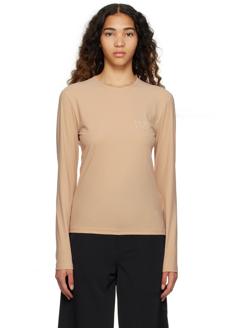 MM6 Maison Margiela Beige Printed Long Sleeve T-Shirt