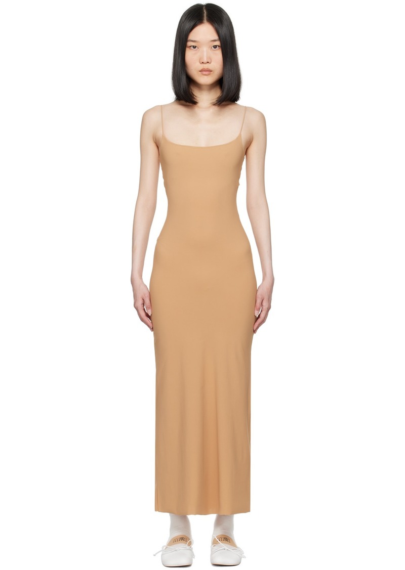 MM6 Maison Margiela Beige Scoop Neck Maxi Dress