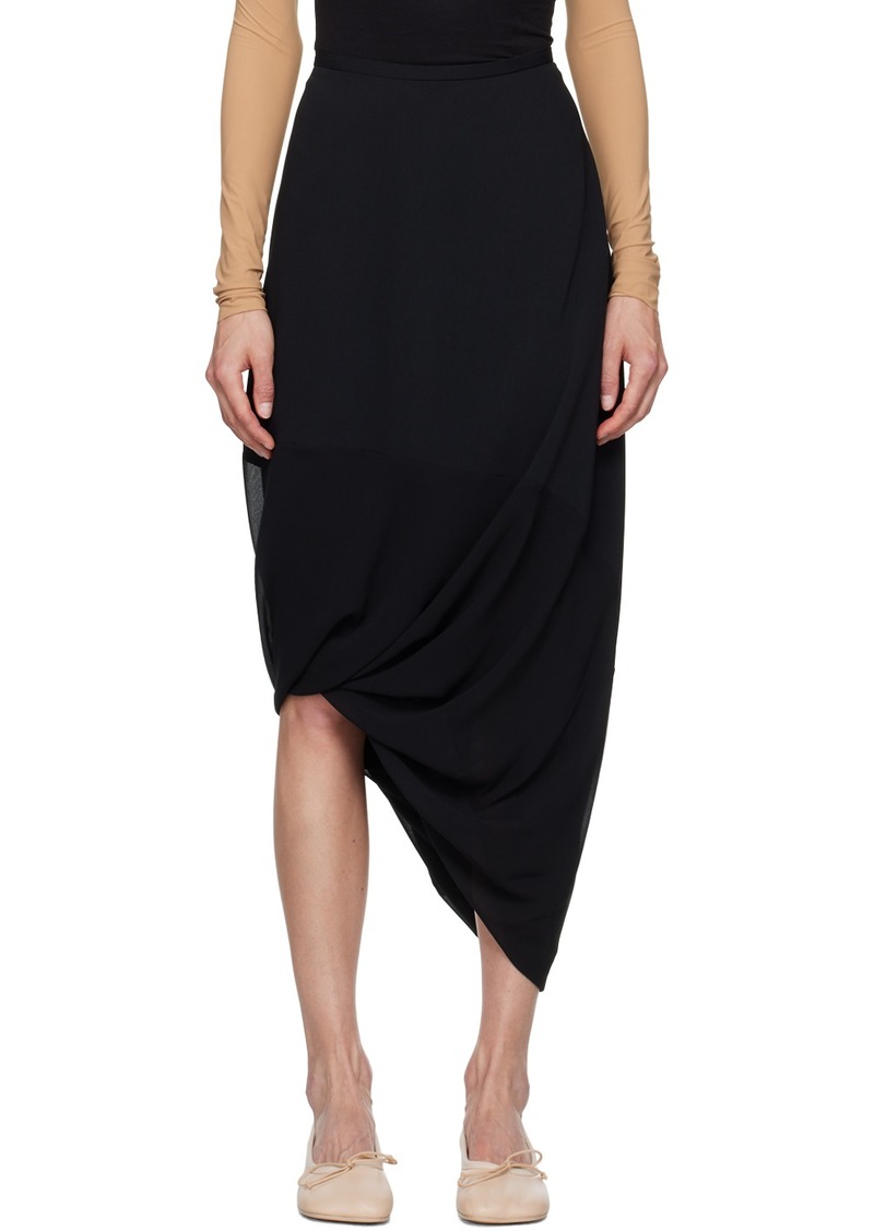 MM6 Maison Margiela Black Asymmetric Midi Skirt