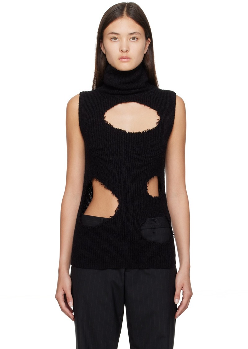 MM6 Maison Margiela Black Cutout Turtleneck