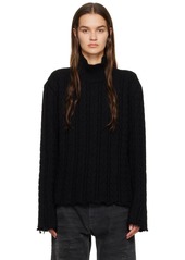 MM6 Maison Margiela Black Distressed Turtleneck