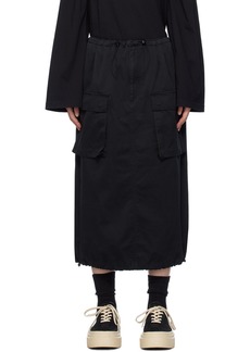 MM6 Maison Margiela Black Drawstring Midi Skirt