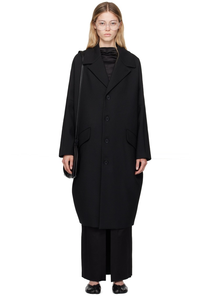 MM6 Maison Margiela Black Dropped Shoulders Coat