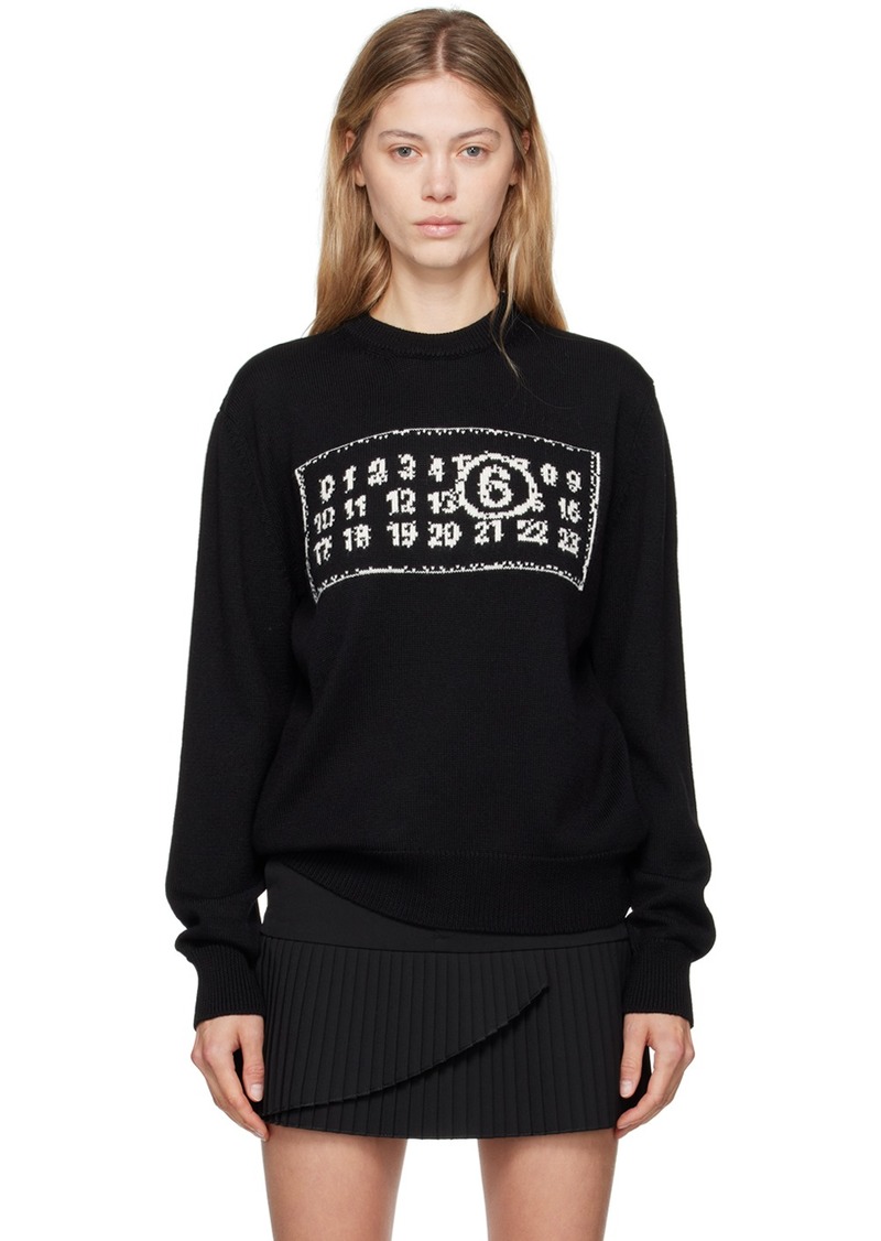 MM6 Maison Margiela Black Jacquard Logo Sweater