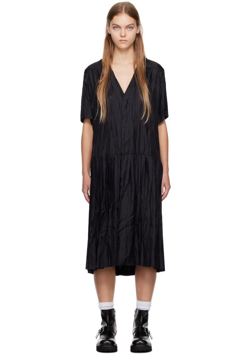 MM6 Maison Margiela Black Pleated Midi Dress