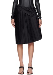 MM6 Maison Margiela Black Pleated Midi Skirt