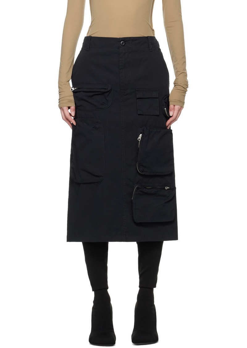 MM6 Maison Margiela Black Pocket Midi Skirt