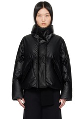 MM6 Maison Margiela Black Quilted Faux-Leather Down Jacket