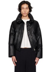 MM6 Maison Margiela Black Quilted Faux-Leather Down Jacket