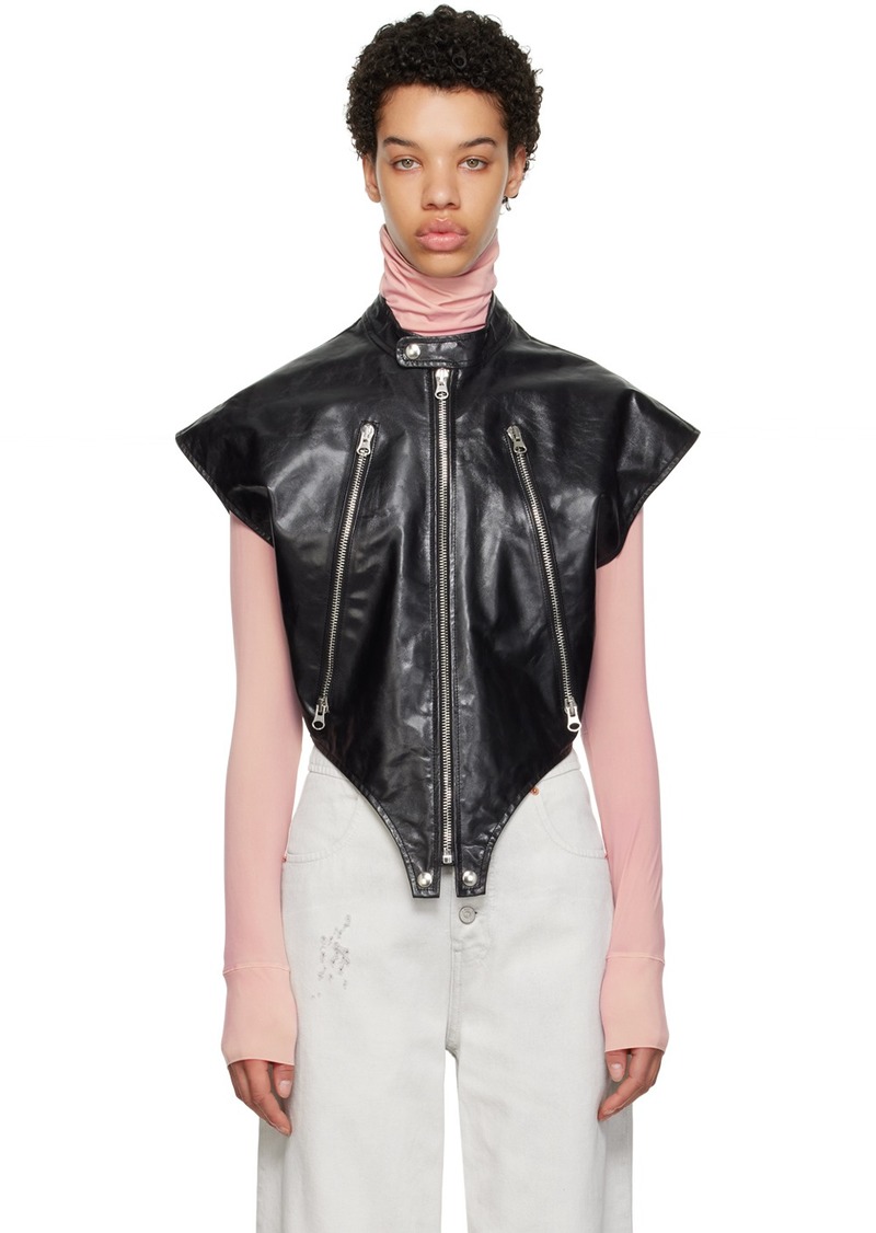 MM6 Maison Margiela Black Sleeveless Leather Vest