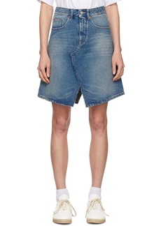 MM6 Maison Margiela Blue Asymmetric Denim Midi Skirt