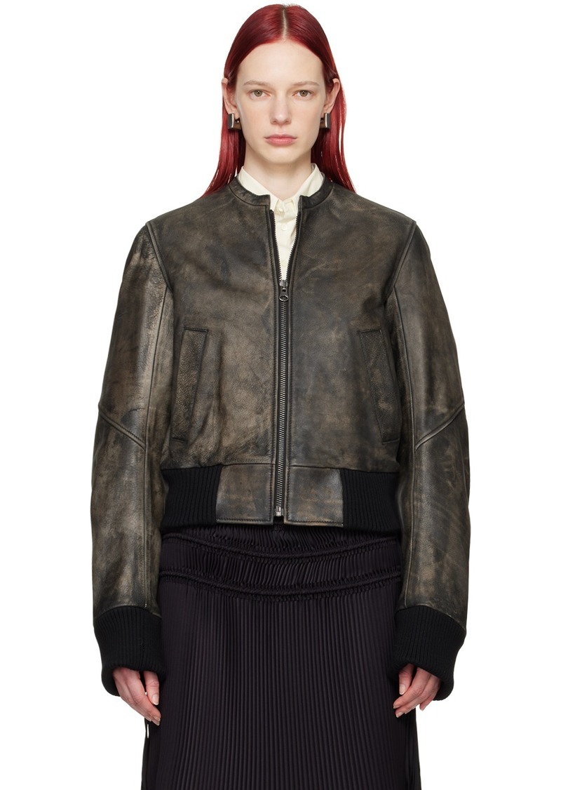 MM6 Maison Margiela Brown Faded Leather Jacket