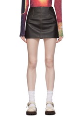 MM6 Maison Margiela Brown Faded Leather Miniskirt