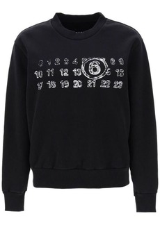 Mm6 maison margiela crew-neck sweatshirt with numeric logo