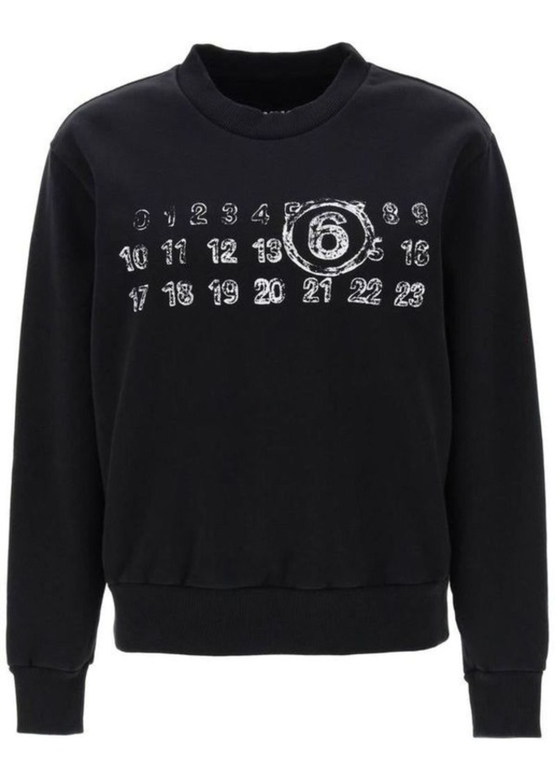 Mm6 maison margiela crew-neck sweatshirt with numeric logo
