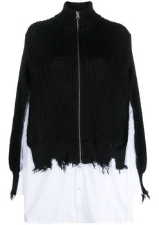 MM6 MAISON MARGIELA DISTRESSED-EFFECT CARDIGAN WITH ZIP