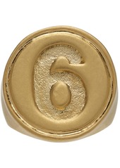 MM6 Maison Margiela Gold 6 Logo Signet Ring