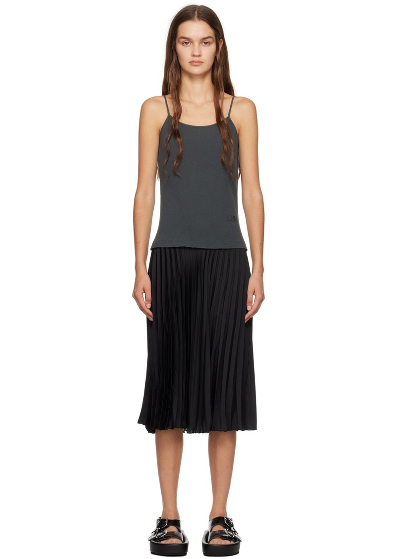 MM6 Maison Margiela Gray Pleated Midi Dress