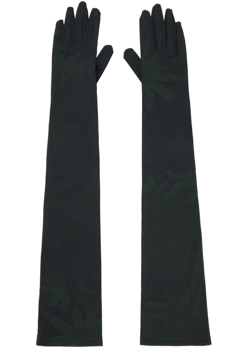 MM6 Maison Margiela Green & Black Printed Floral Gloves