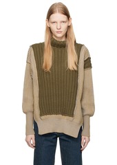 MM6 Maison Margiela Green Patchwork Turtleneck