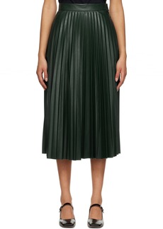 MM6 Maison Margiela Green Pleated Midi Skirt