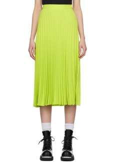 MM6 Maison Margiela Green Pleated Midi Skirt