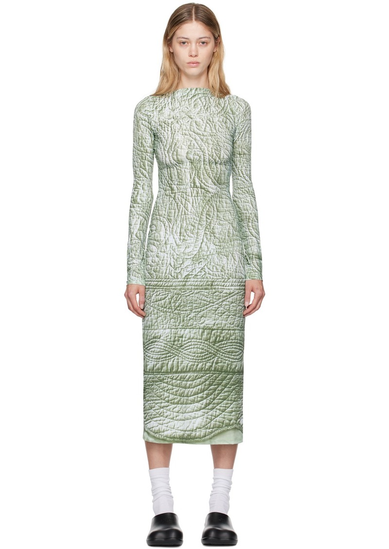 MM6 Maison Margiela Green Printed Midi Dress