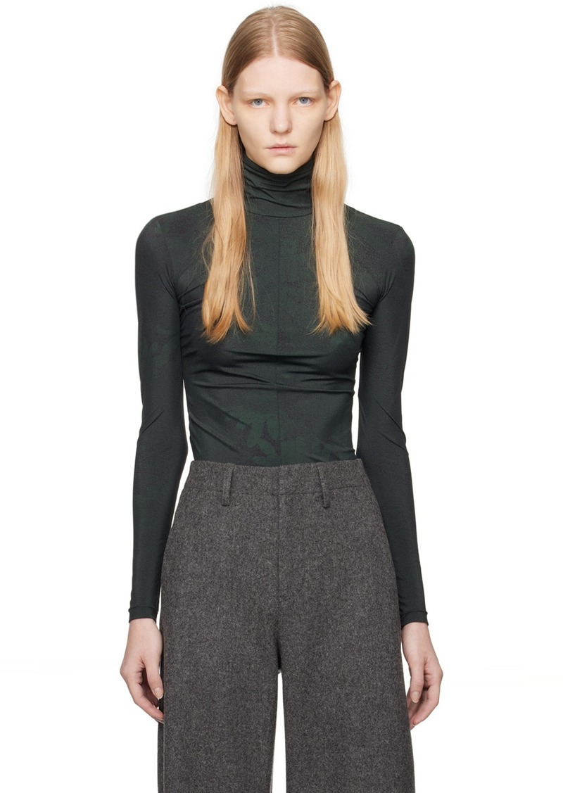 MM6 Maison Margiela Green Printed Turtleneck