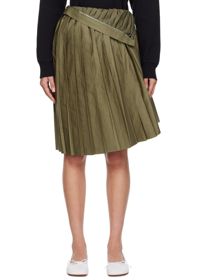 MM6 Maison Margiela Khaki Pleated Midi Skirt