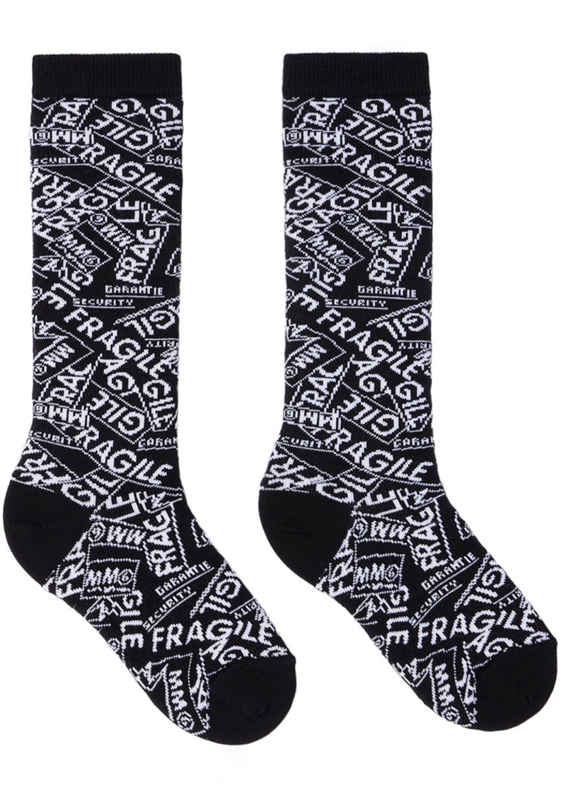 MM6 Maison Margiela Kids Black Fragile Logo Socks