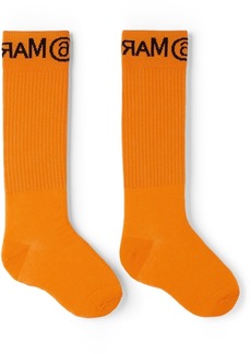 MM6 Maison Margiela Kids Orange Logo Socks