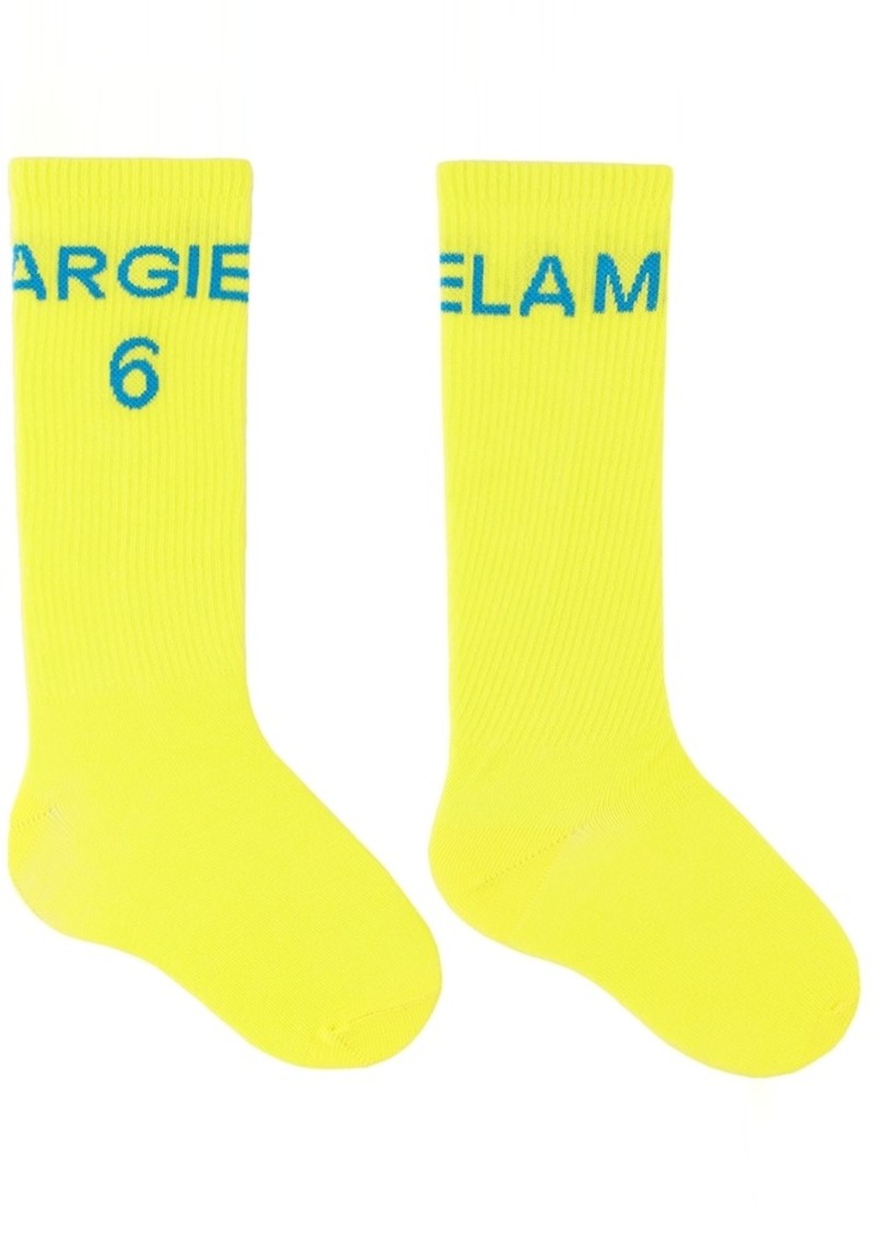 MM6 Maison Margiela Kids Yellow Logo Socks