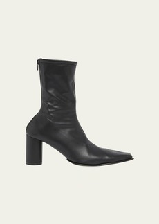 MM6 Maison Margiela Leather Square-Toe Zip Booties