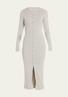 MM6 Maison Margiela Long-Sleeve Button-Front Midi Dress